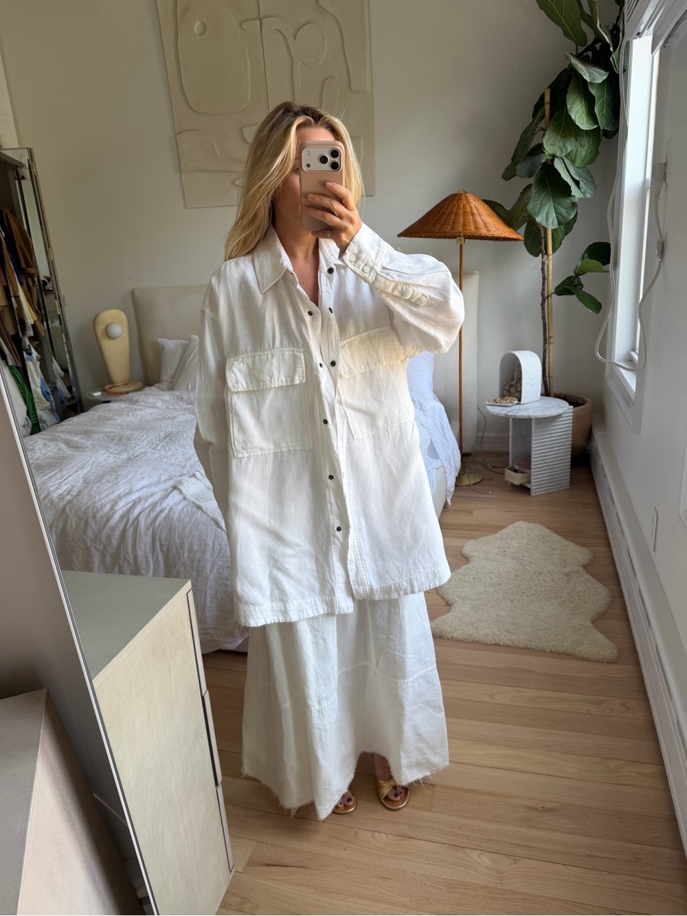 Massimo Dutti White Linen Overshirt Limited Edition Size S